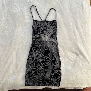 Black velvet/silver sparkle H&M mini dress